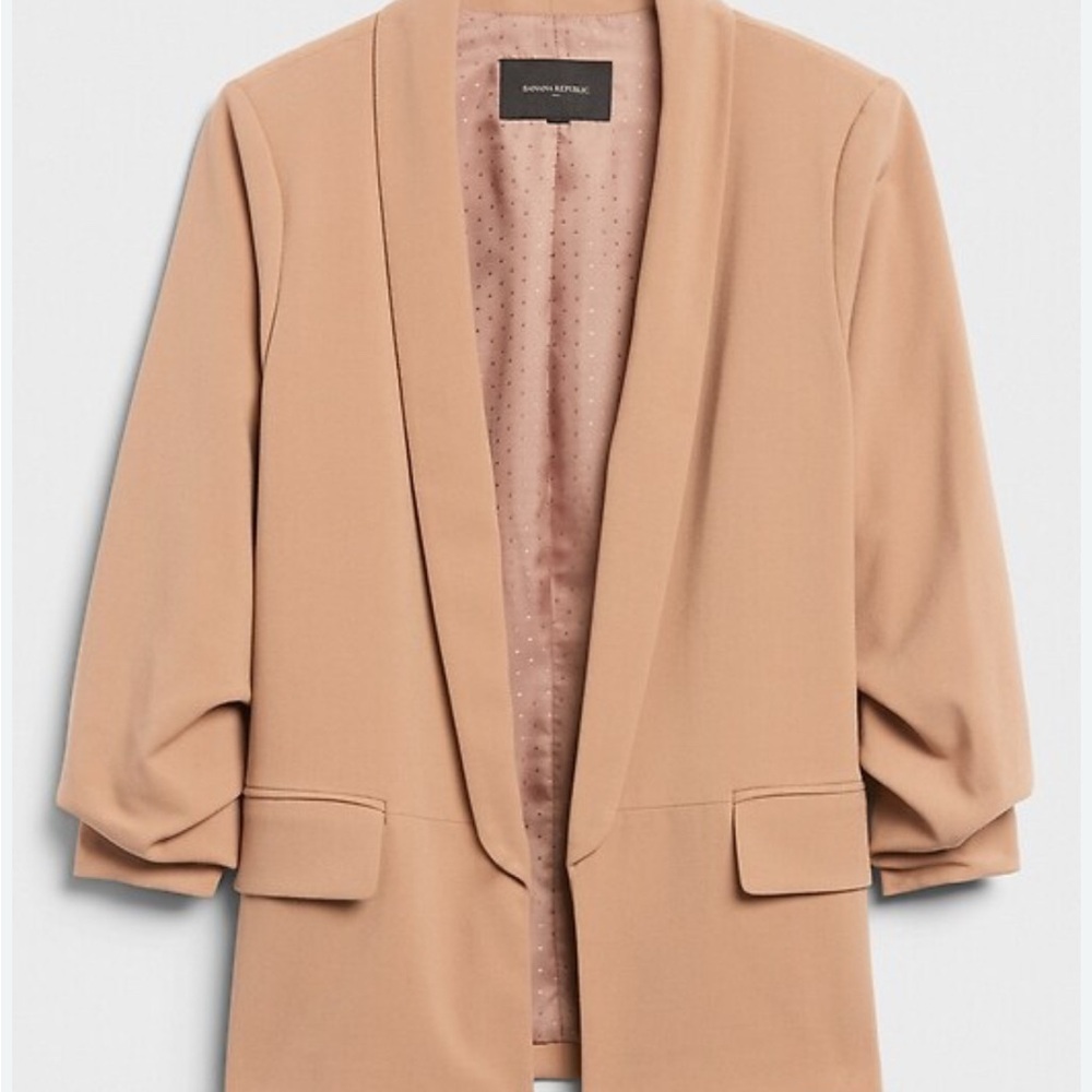 Banana Republic Tan Blazer Shawl Collar Relaxed Fit